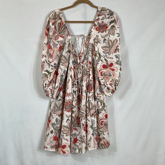 MANGO X CHUFY Dress Size L 8 Floral Cotton Boho Dress - Picture 3 of 10
